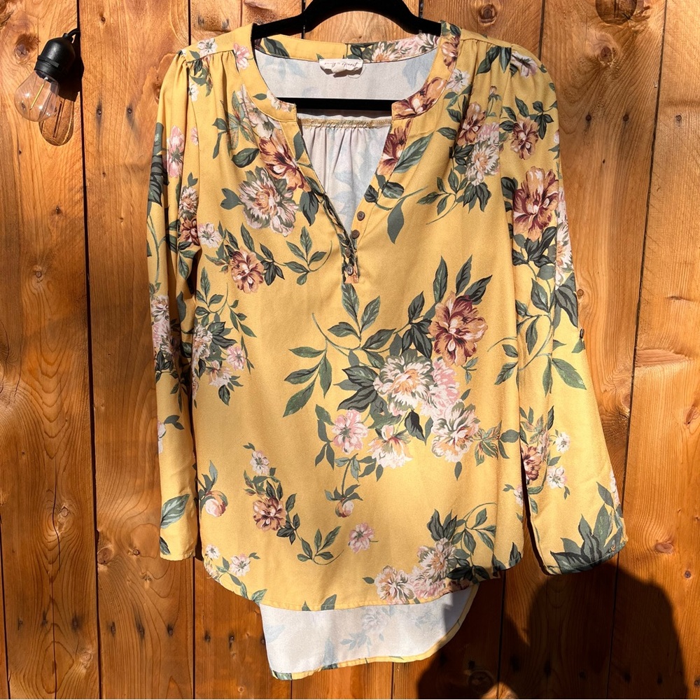 Song n Spirit yellow floral blouse